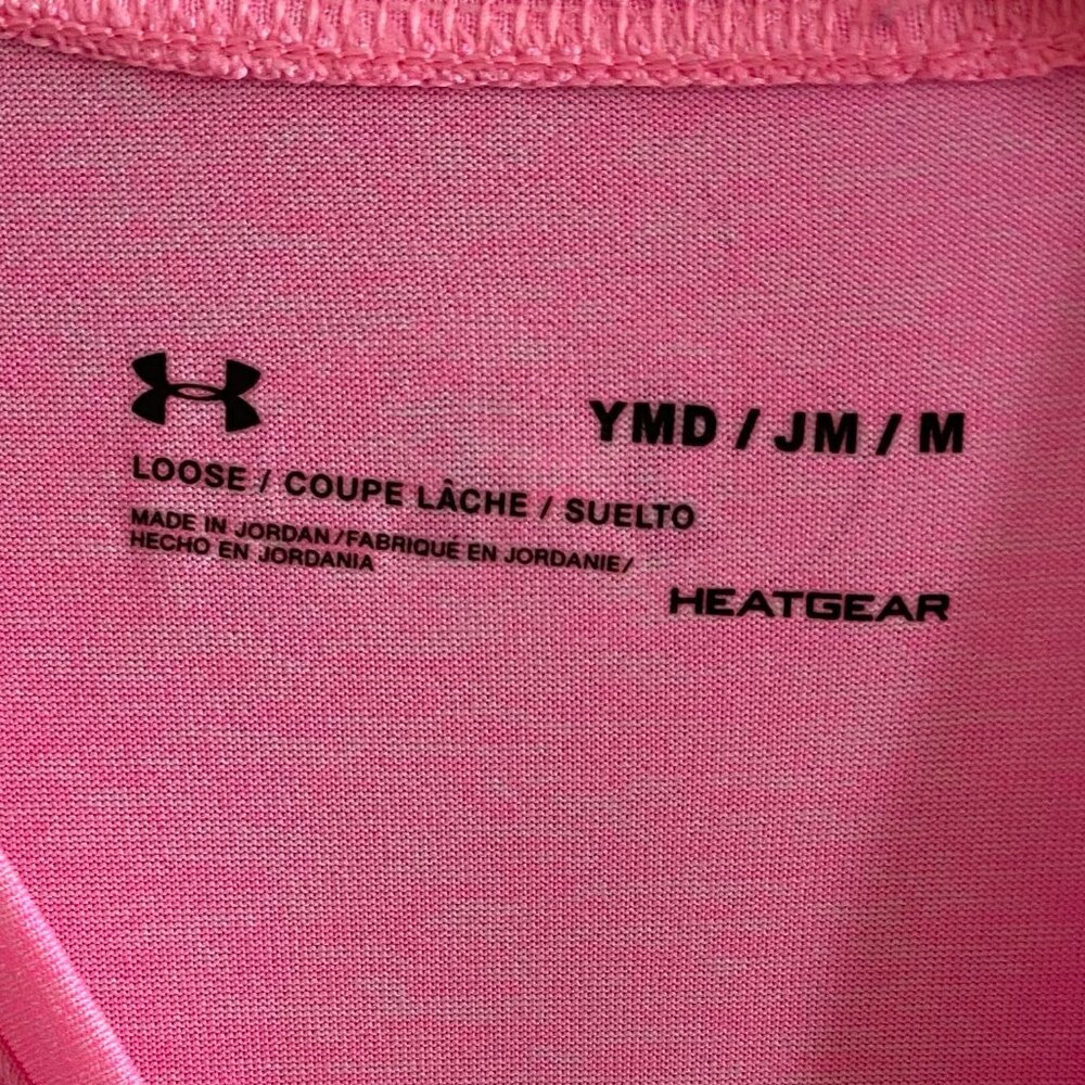 Under Armour pink dri fit short sleeve shirt womens size YM & YLG - Picture 3 of 11